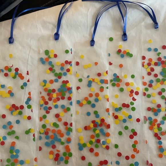 9"  LAMINATED BOOKMARKS Set Of  Five Colorful Confetti Ribbon Top - Picture 3 of 6